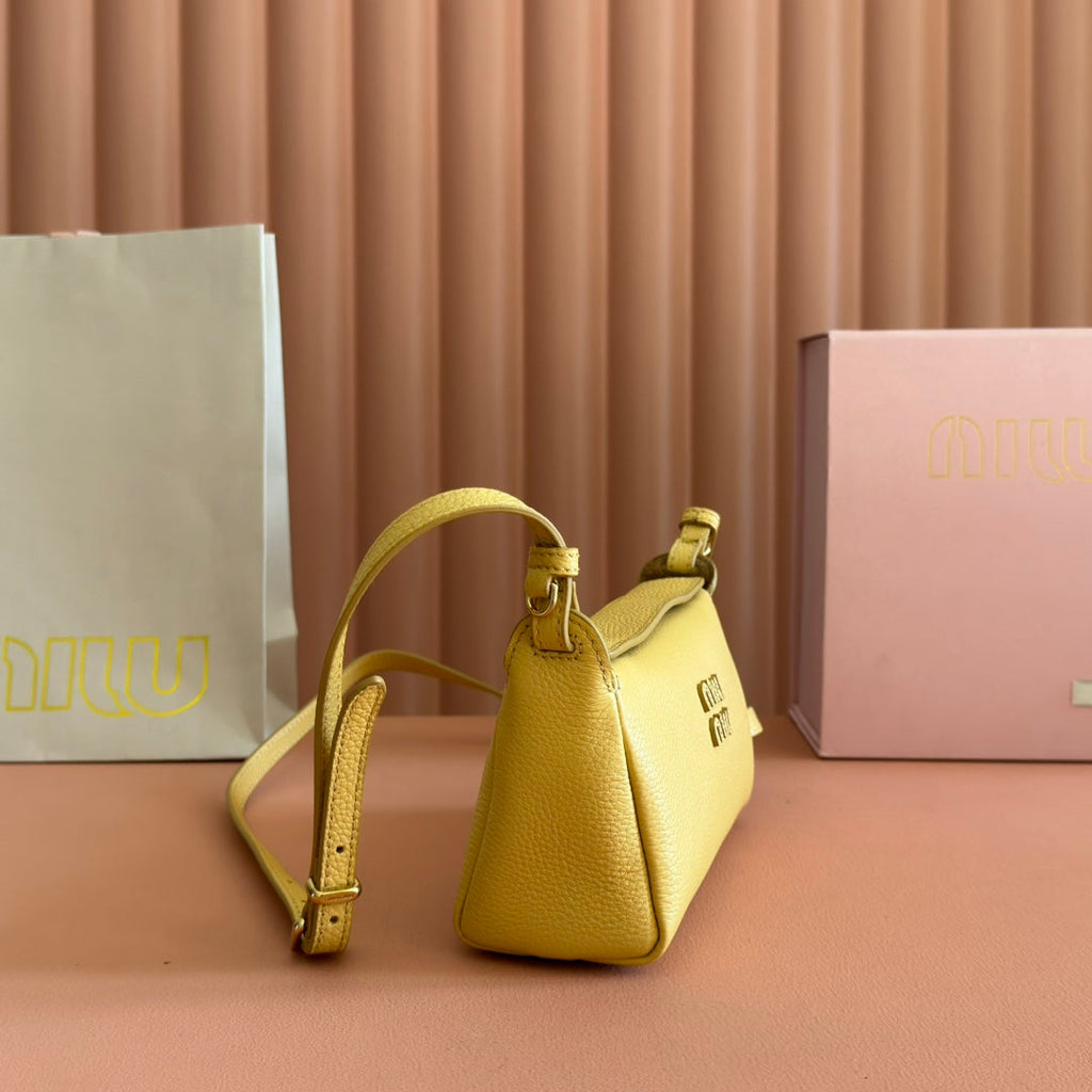 Miu Miu 26S Pouch Bag 18 in Yellow Calfskin Gold Hardware