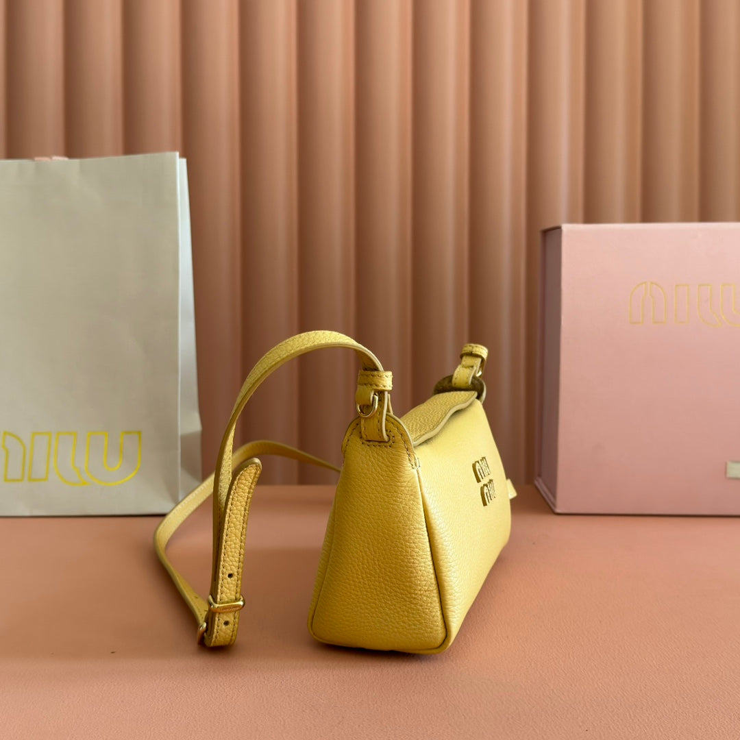 Miu Miu 26S Pouch Bag 18 in Yellow Calfskin Gold Hardware