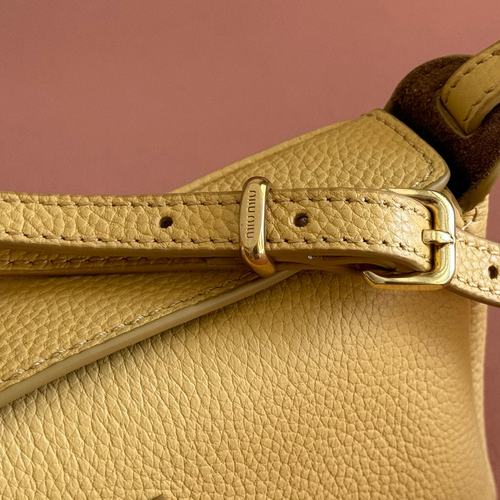 Miu Miu 26S Pouch Bag 18 in Yellow Calfskin Gold Hardware