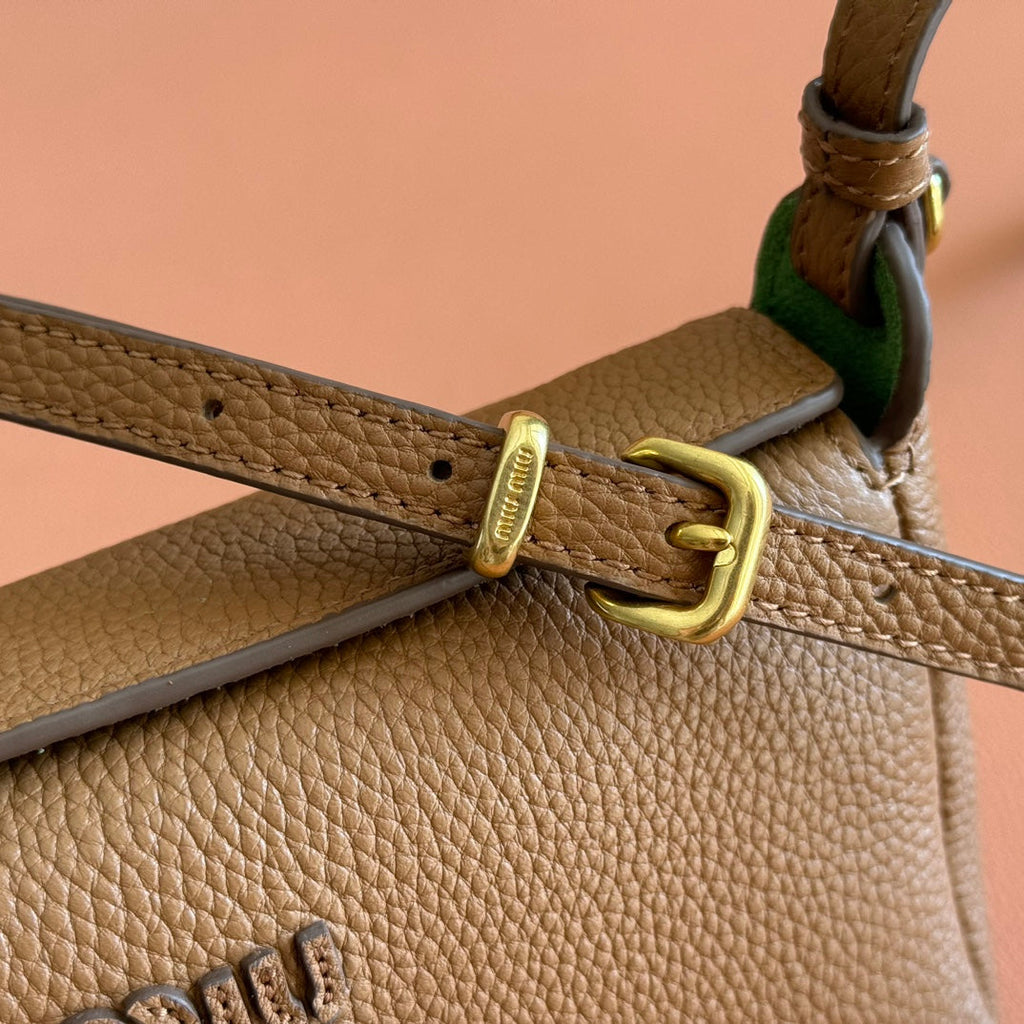 Miu Miu 26S Pouch Bag 18 in Dark Brown Calfskin Gold Hardware