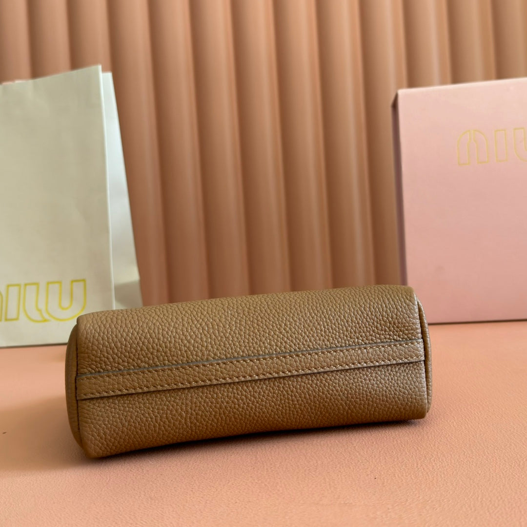 Miu Miu 26S Pouch Bag 18 in Dark Brown Calfskin Gold Hardware