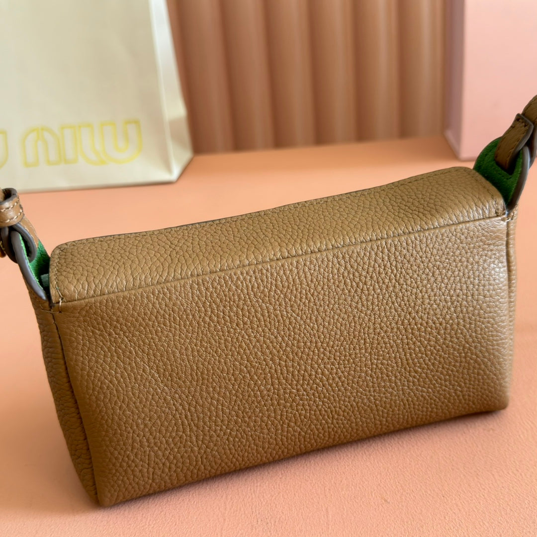 Miu Miu 26S Pouch Bag 18 in Dark Brown Calfskin Gold Hardware