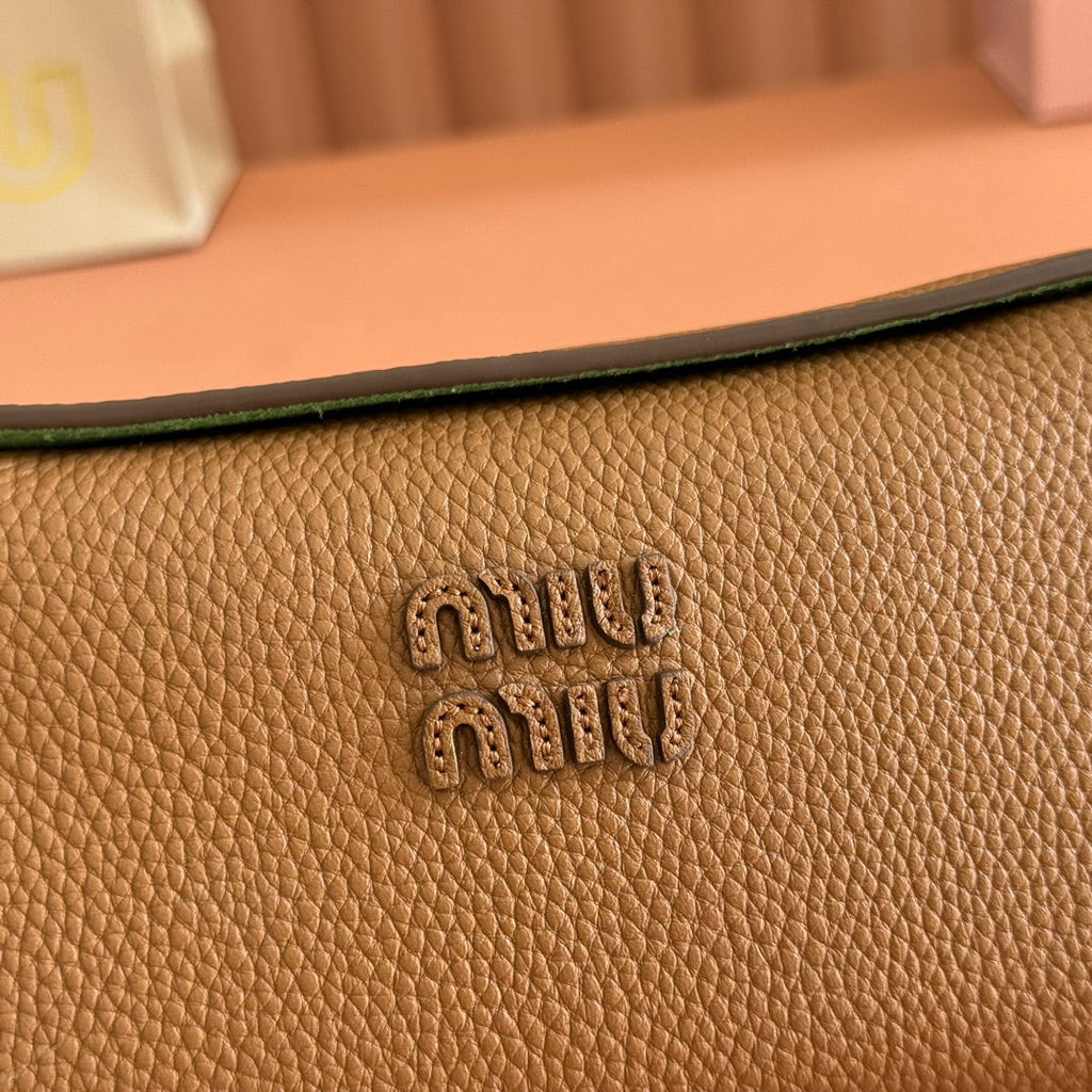 Miu Miu 26S Pouch Bag 18 in Dark Brown Calfskin Gold Hardware