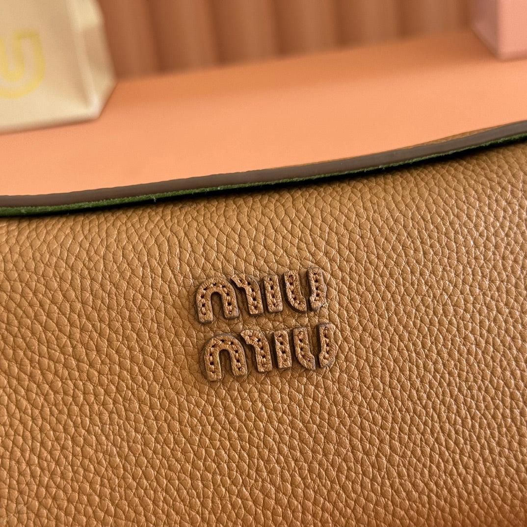 Miu Miu 26S Pouch Bag 18 in Dark Brown Calfskin Gold Hardware