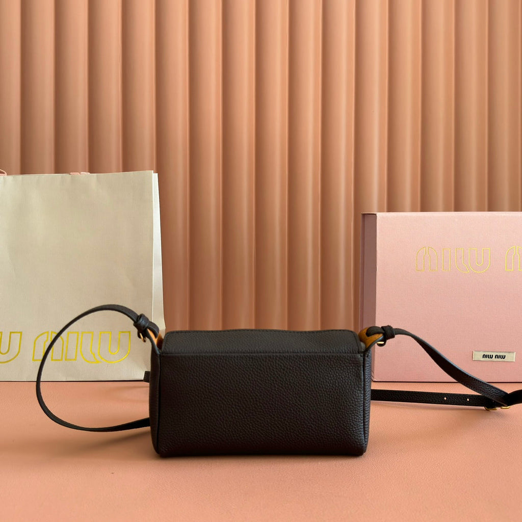 Miu Miu 26S Pouch Bag 18 in Black Calfskin Gold Hardware