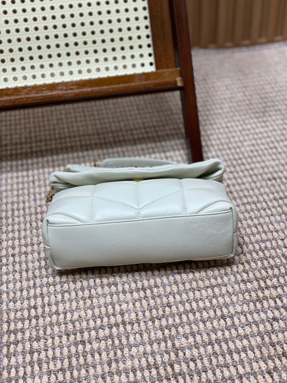 Saint Laurent Puffer Toy 23 in White Lambskin Gold Hardware Bag