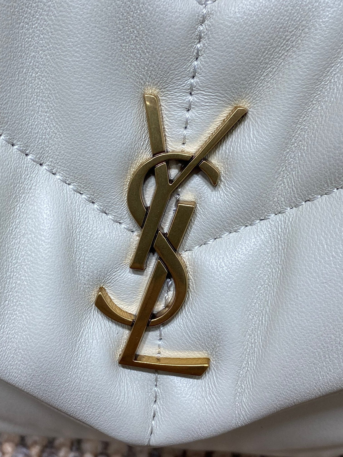 Saint Laurent Puffer Toy 23 in White Lambskin Gold Hardware Bag