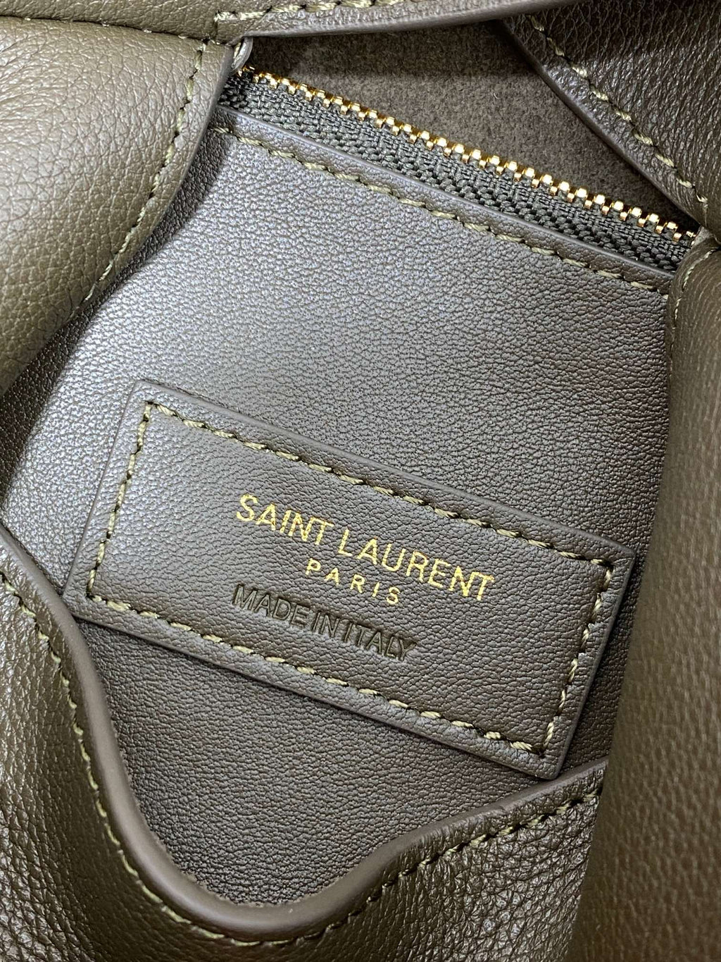 Saint Laurent Le 5 À 7 Small Supple 22 in Dark Green Calfskin Gold Buckle Bag