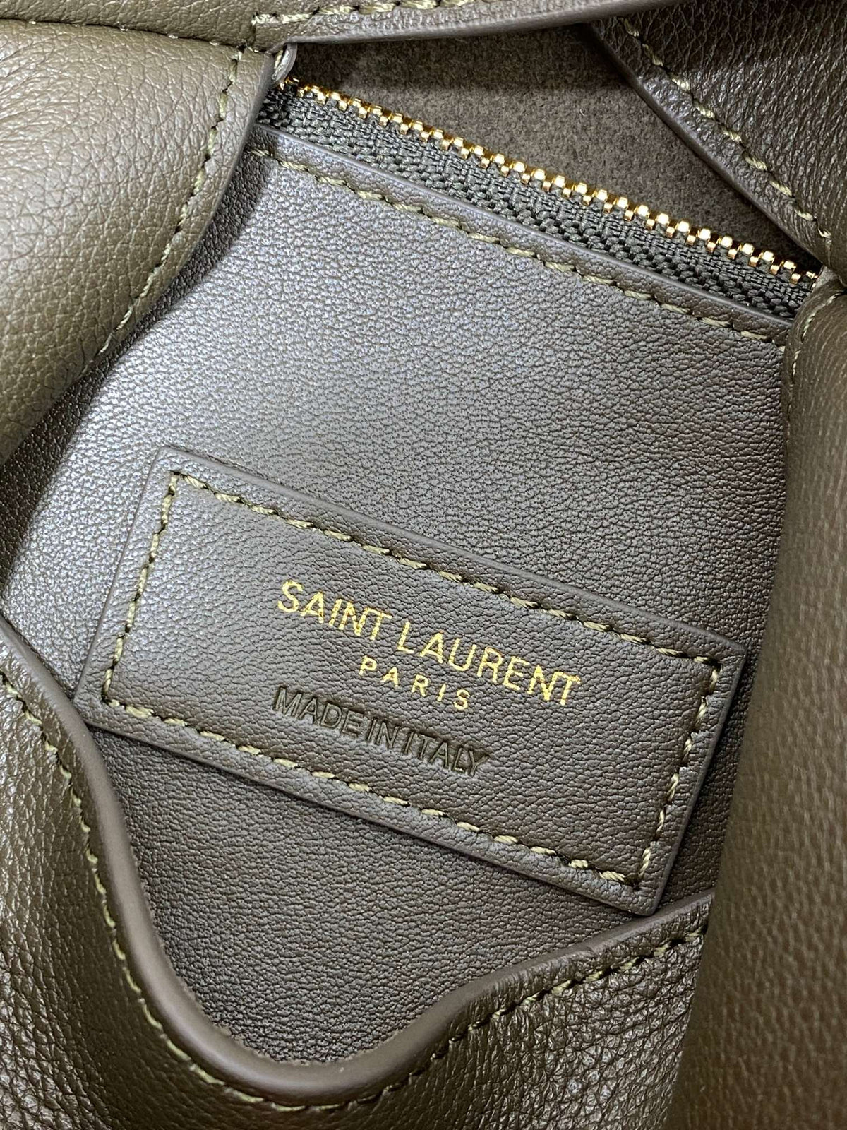 Saint Laurent Le 5 À 7 Small Supple 22 in Dark Green Calfskin Gold Buckle Bag
