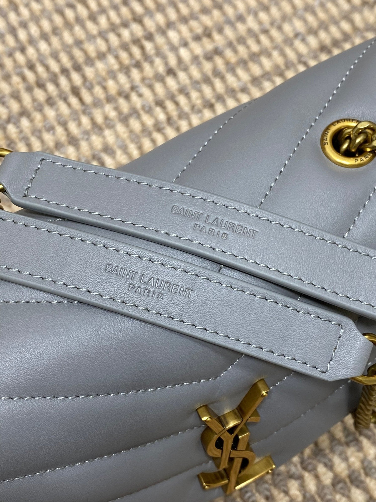 Saint Laurent Loulou Small 25 in Ash Blue Lambskin Gold Hardware Bag