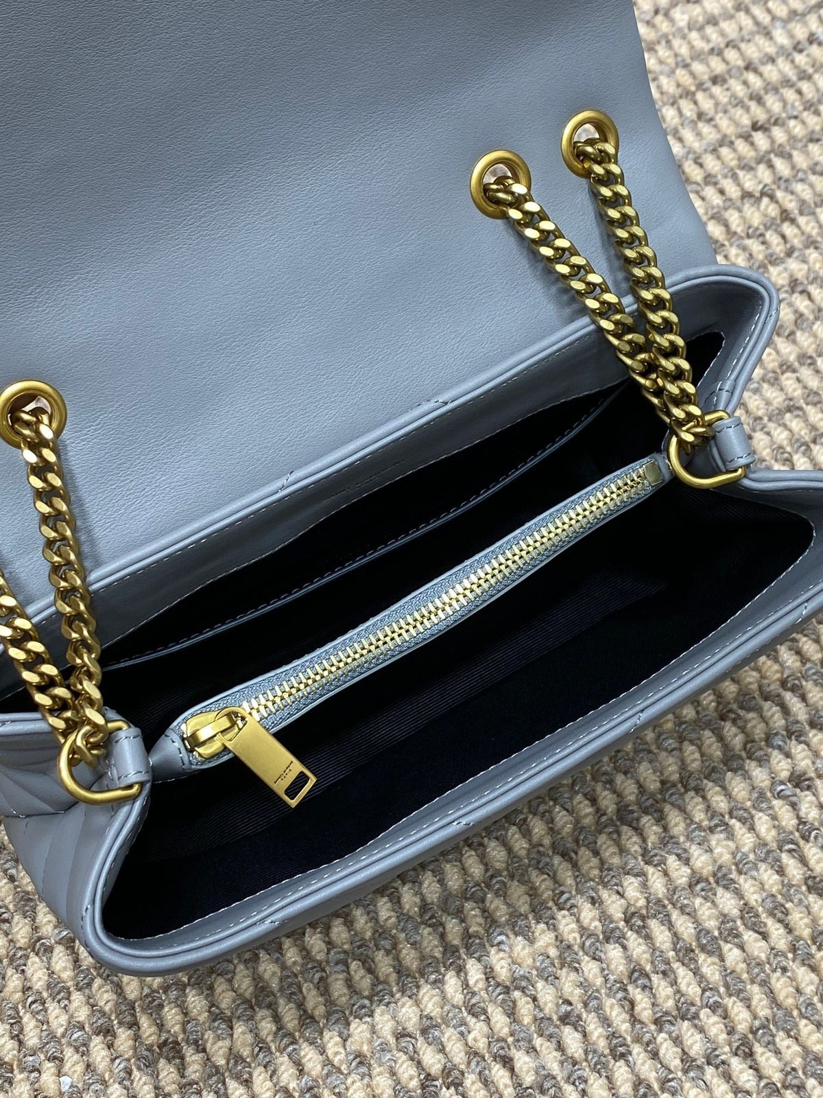 Saint Laurent Loulou Small 25 in Ash Blue Lambskin Gold Hardware Bag