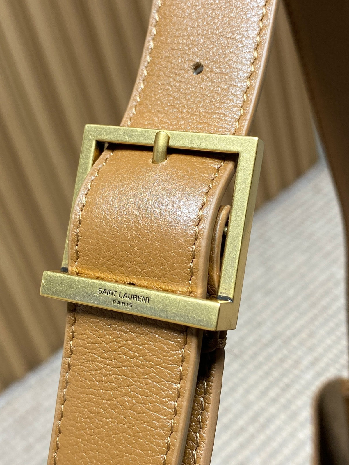 Saint Laurent Le 5 À 7 Large Supple Bag 31 in Tortilla Brown Calfskin