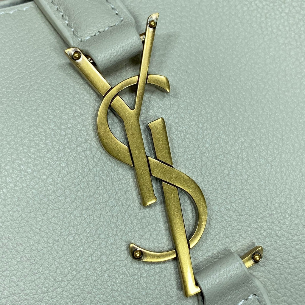 Saint Laurent Le 5 À 7 Small Supple 22 in White Calfskin Gold Buckle Bag