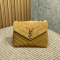 Saint Laurent Loulou Small 25 in Peanut Brown Suede Copper Hardware Bag