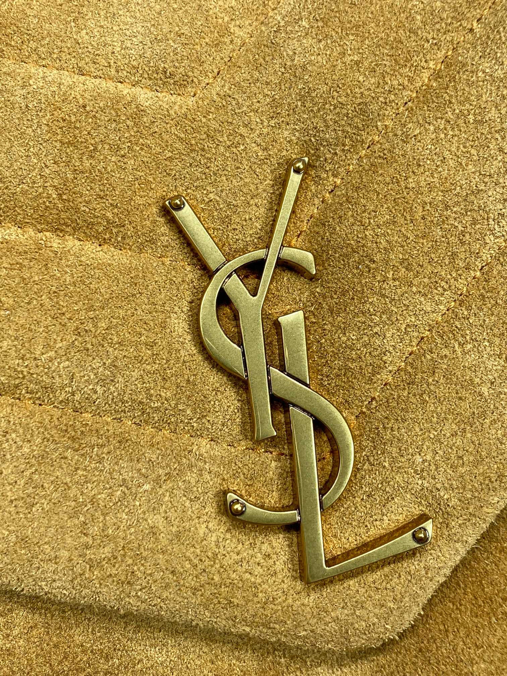 Saint Laurent Loulou Small 25 in Peanut Brown Suede Copper Hardware Bag
