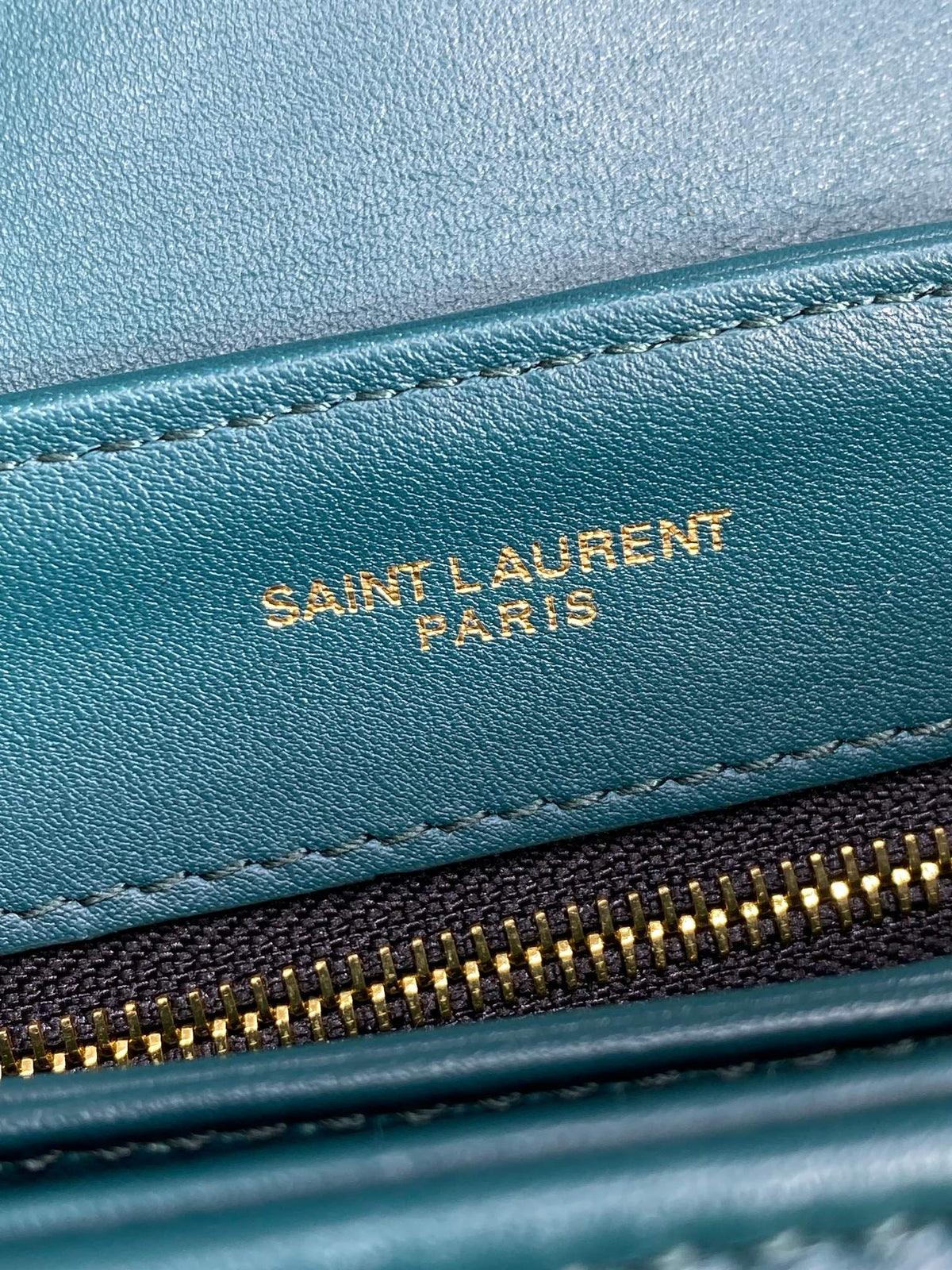 Saint Laurent Loulou Mini Bag 20 in Dark Cyan Lambskin Gold Hardware