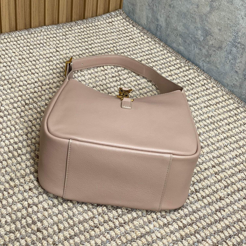 Saint Laurent Le 5 À 7 Small Supple 22 in Babby Pink Calfskin Gold Buckle Bag