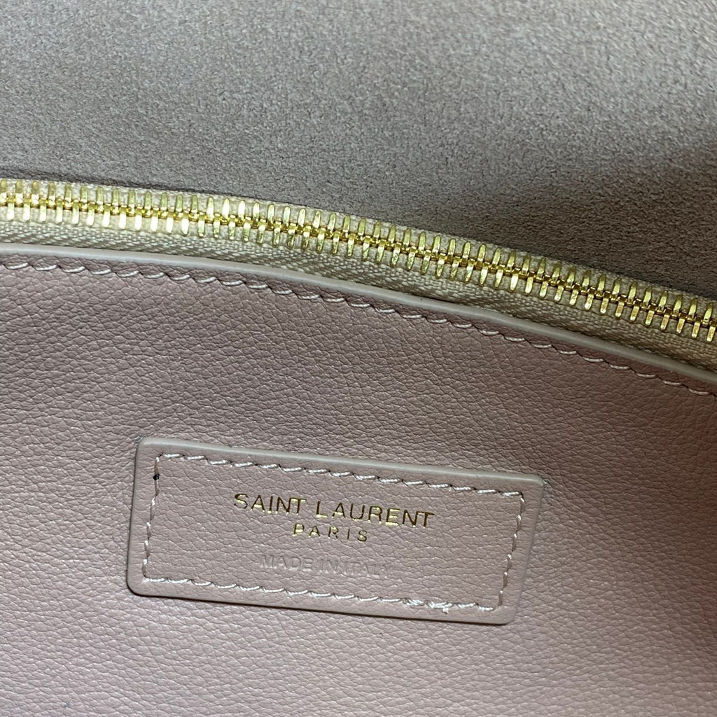 Saint Laurent Le 5 À 7 Small Supple 22 in Babby Pink Calfskin Gold Buckle Bag