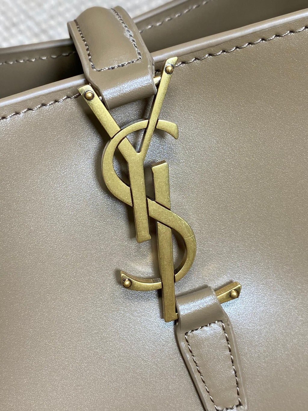 Saint Laurent Le 37 Small Bucket Bag 20 in Cedar Brown Calfskin Gold Hardware