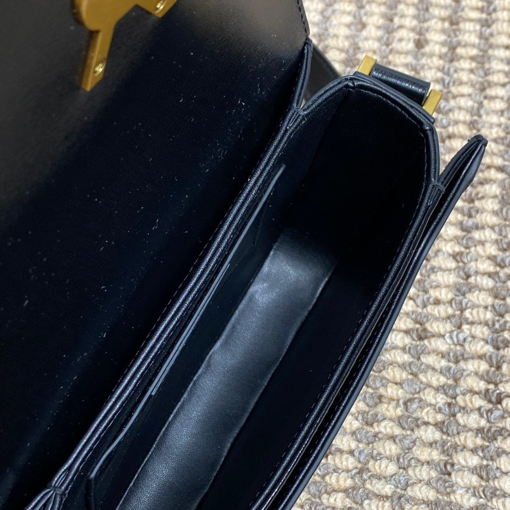 Solferino Small Satchel 19 in Black Calfskin Gold Hardware