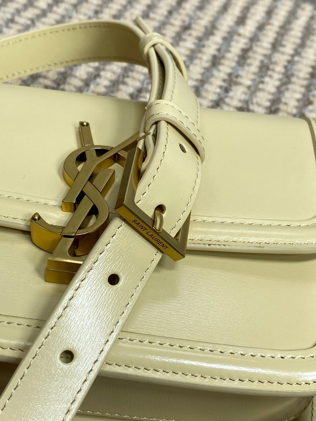 Solferino Small Satchel 19 in Canary Yellow Calfskin Gold Hardware