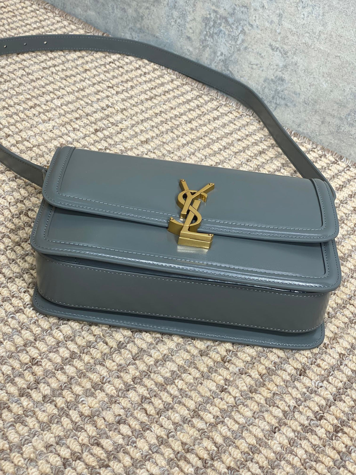 Solferino Small Satchel 23 in Dark Grey Calfskin Gold Hardware