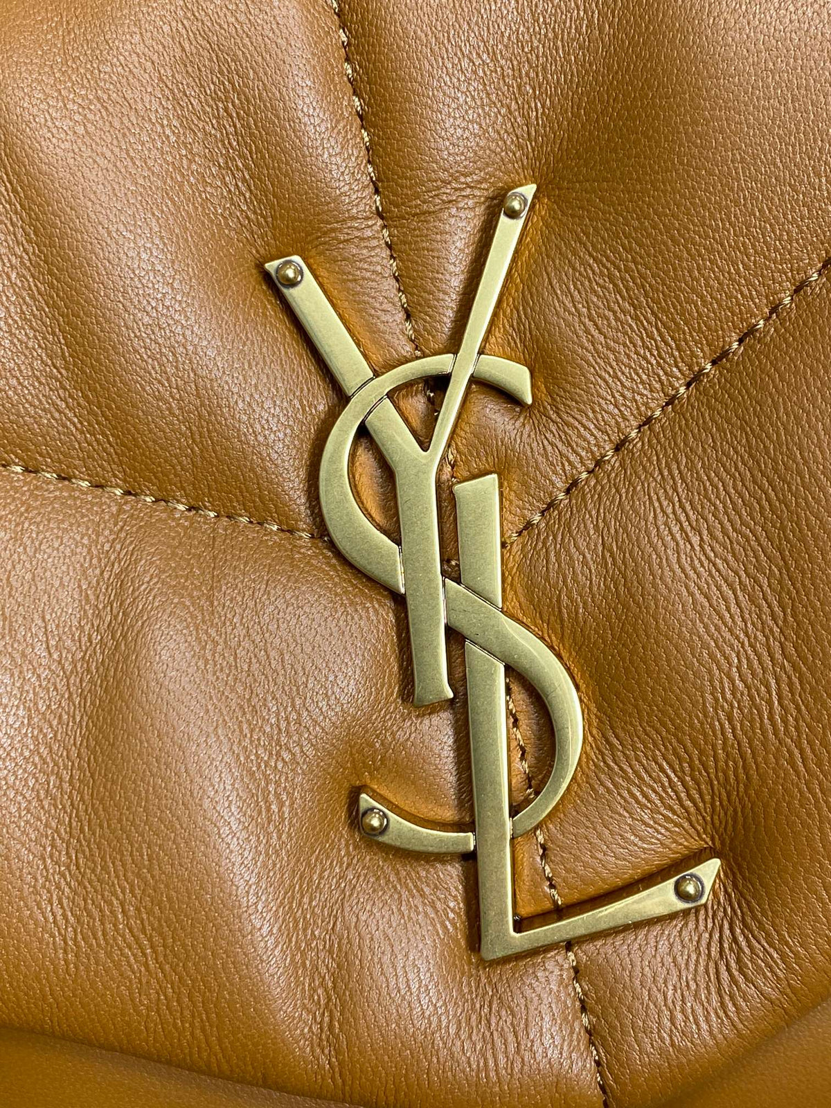 Saint Laurent Puffer Small 29 in Bronze Brown Lambskin Gold Hardware Bag