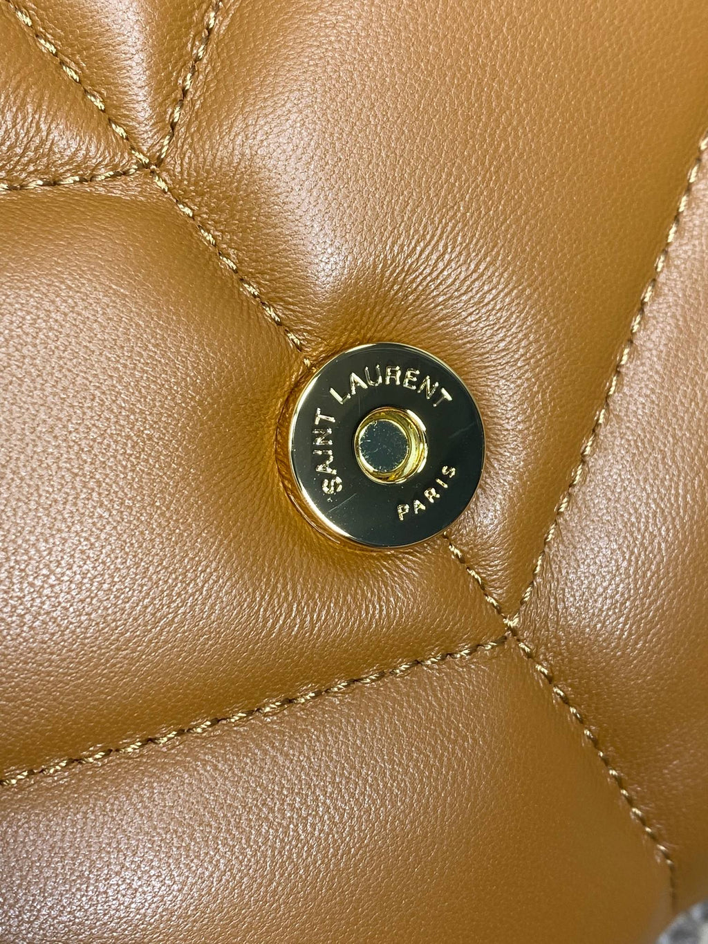 Saint Laurent Puffer Small 29 in Bronze Brown Lambskin Gold Hardware Bag