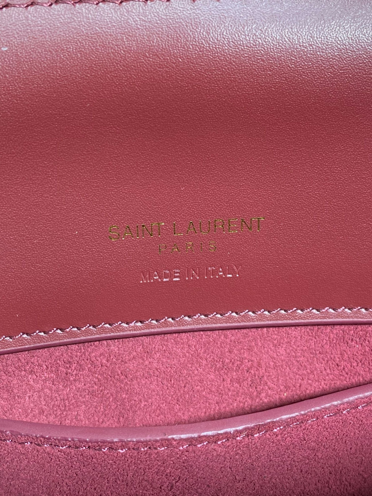 Saint Laurent Le 37 Small Bucket Bag 20 in Burgundy Red Calfskin Gold Hardware