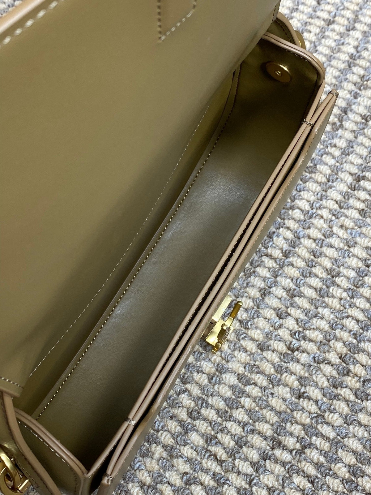 Voltaire Half-Moon Shoulder Bag 24 in Cedar Brown Calfskin Gold Metallic