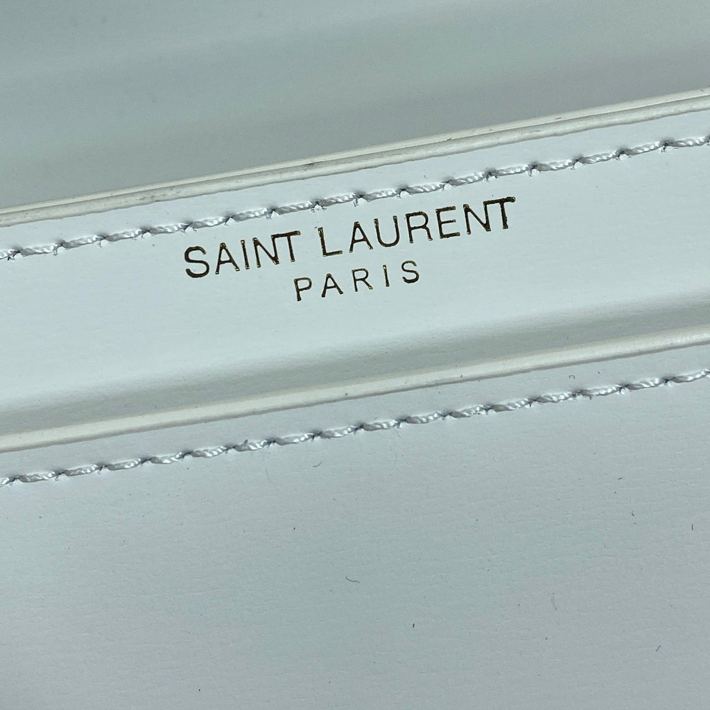 Voltaire Half-Moon Shoulder Bag 24 in White Calfskin Gold Metallic