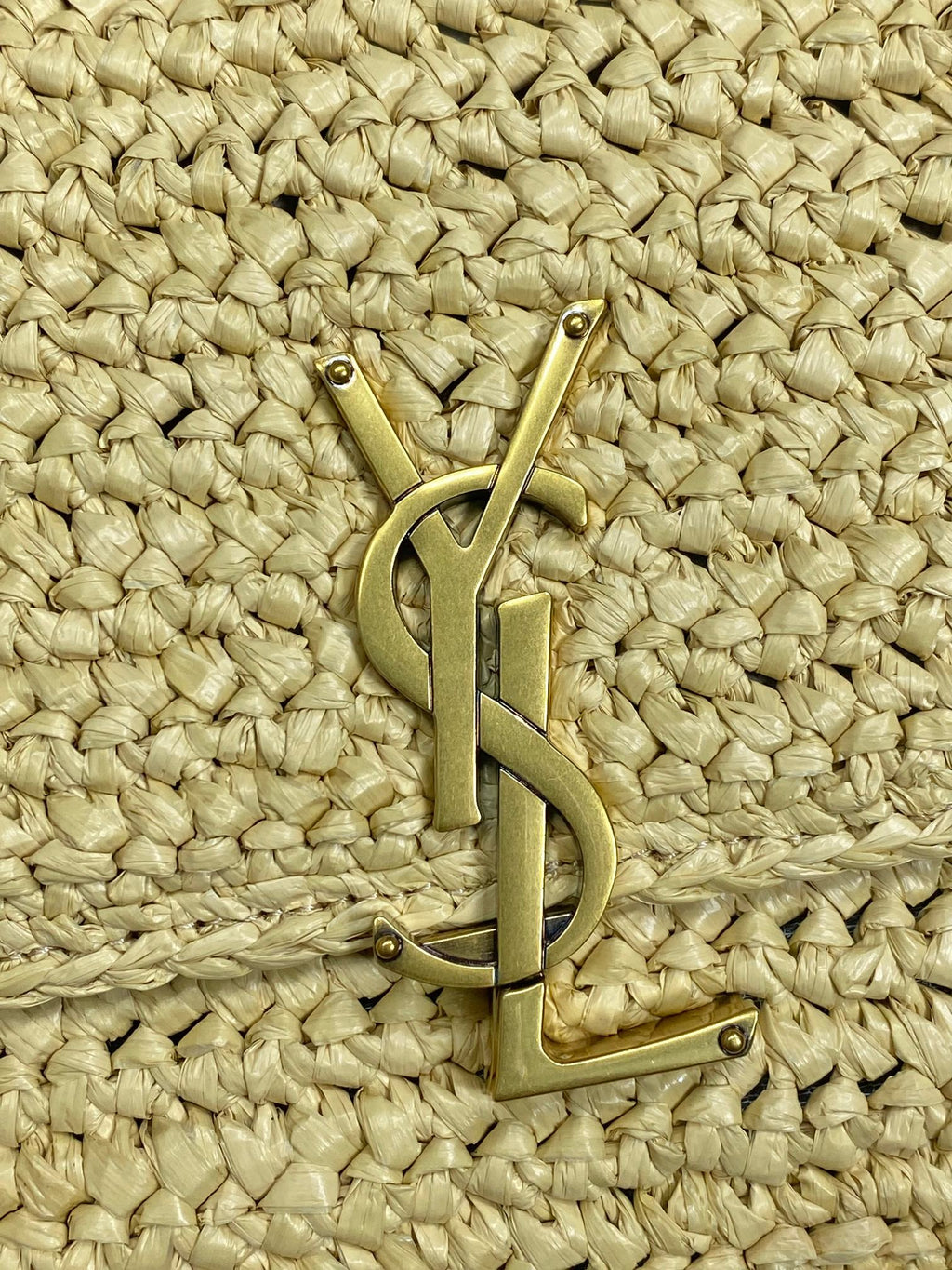 Saint Laurent Solferino Medium Crossbody Bag 23 in Beige Mix Brown Raffia