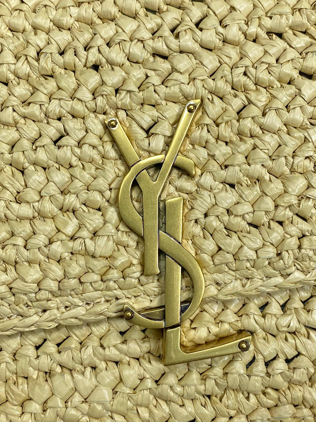 Saint Laurent Solferino Medium Crossbody Bag 23 in Beige Mix Brown Raffia
