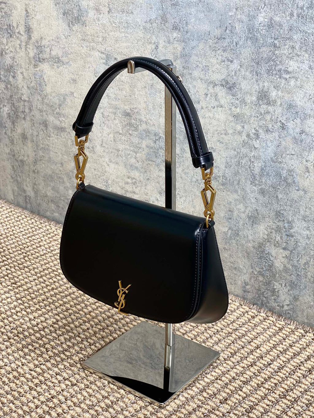 Saint Laurent Voltaire Top Handle in Box 21 in Black Calfskin Gold Hardware Bag