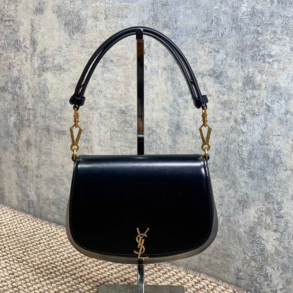Saint Laurent Voltaire Top Handle in Box 21 in Black Calfskin Gold Hardware Bag