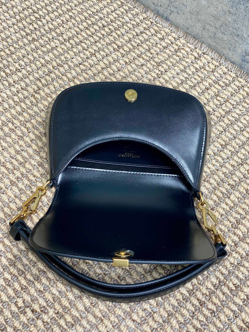 Saint Laurent Voltaire Top Handle in Box 21 in Black Calfskin Gold Hardware Bag