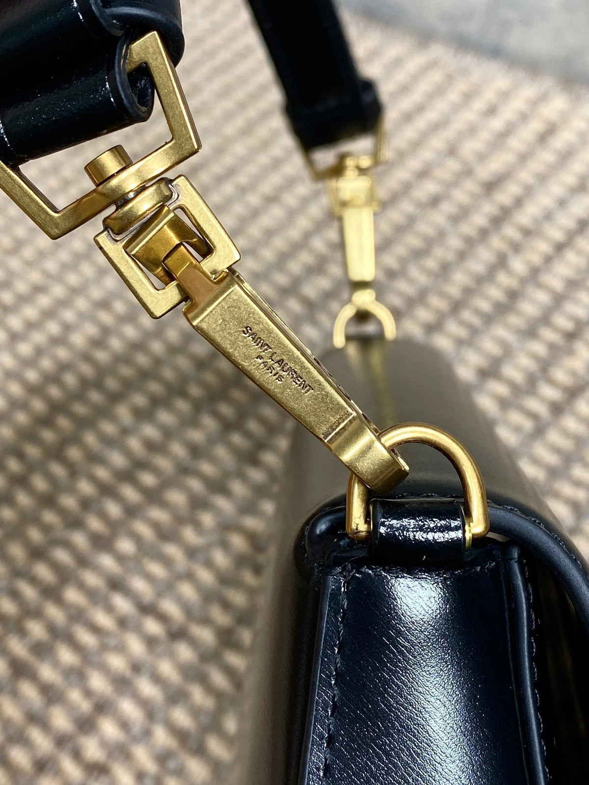 Saint Laurent Voltaire Top Handle in Box 21 in Black Calfskin Gold Hardware Bag