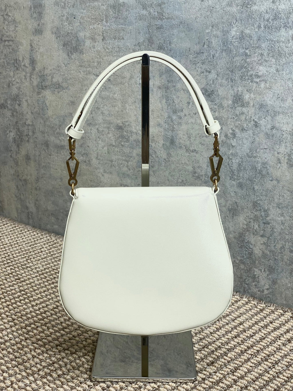 Saint Laurent Voltaire Top Handle in Box 21 in White Calfskin Gold Hardware Bag