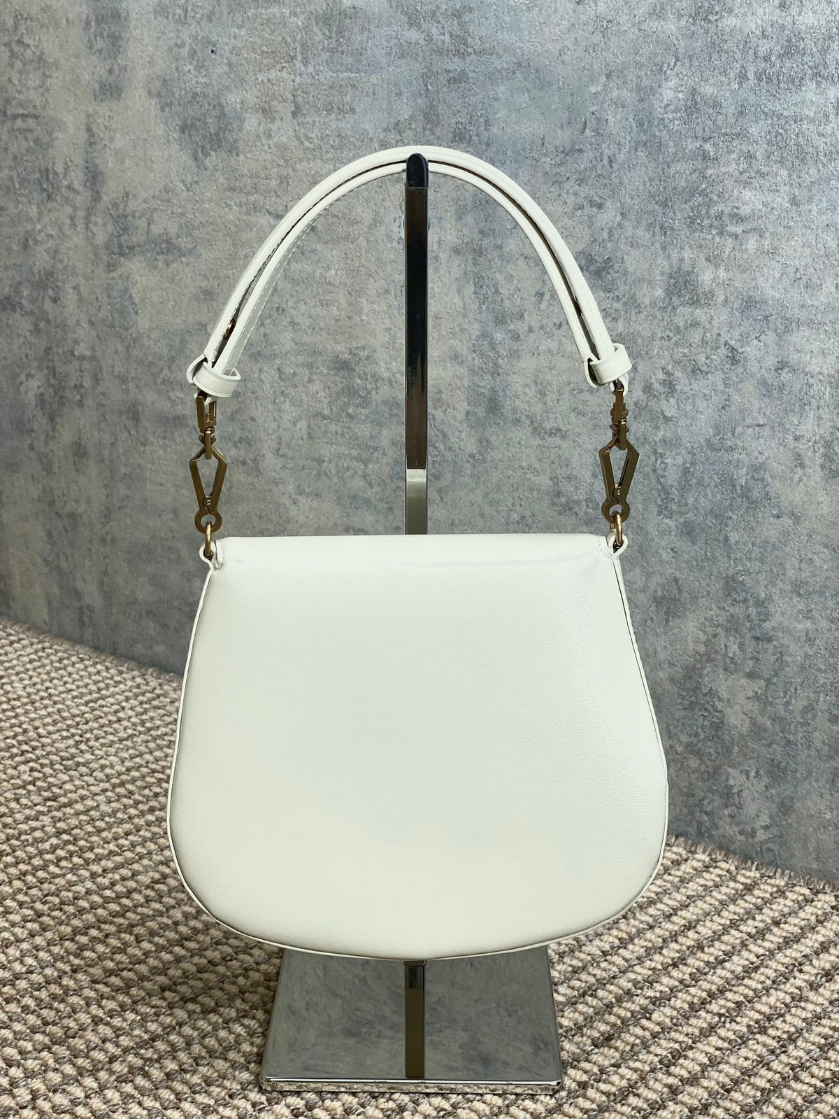 Saint Laurent Voltaire Top Handle in Box 21 in White Calfskin Gold Hardware Bag