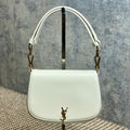 Saint Laurent Voltaire Top Handle in Box 21 in White Calfskin Gold Hardware Bag