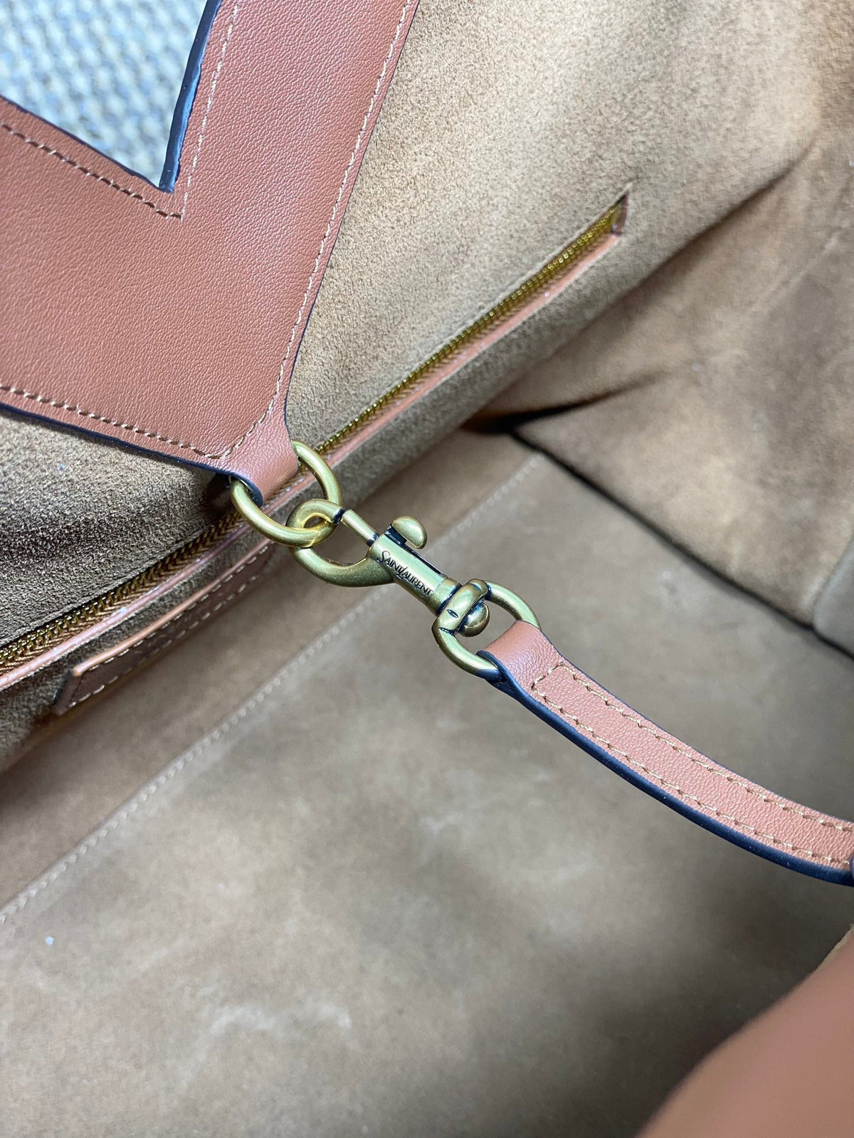 Saint Laurent Y Tote Bag 39 in Tawny Brown Calfskin