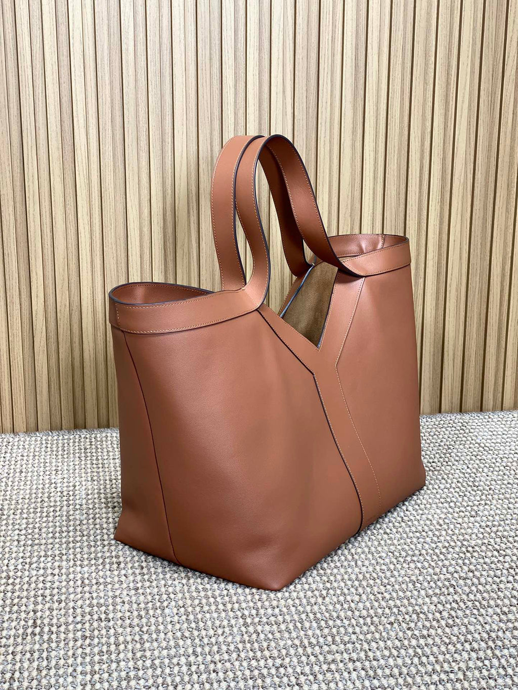 Saint Laurent Y Tote Bag 39 in Tawny Brown Calfskin