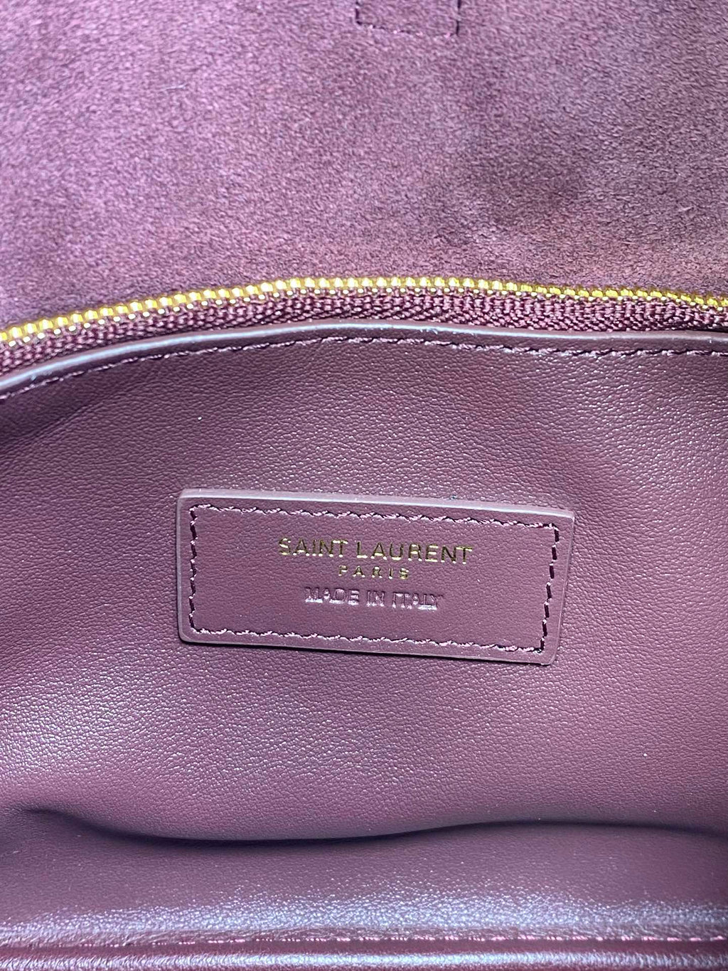 Saint Laurent Le 5 À 7 Small Supple 22 in Grape Purple Calfskin Gold Buckle Bag
