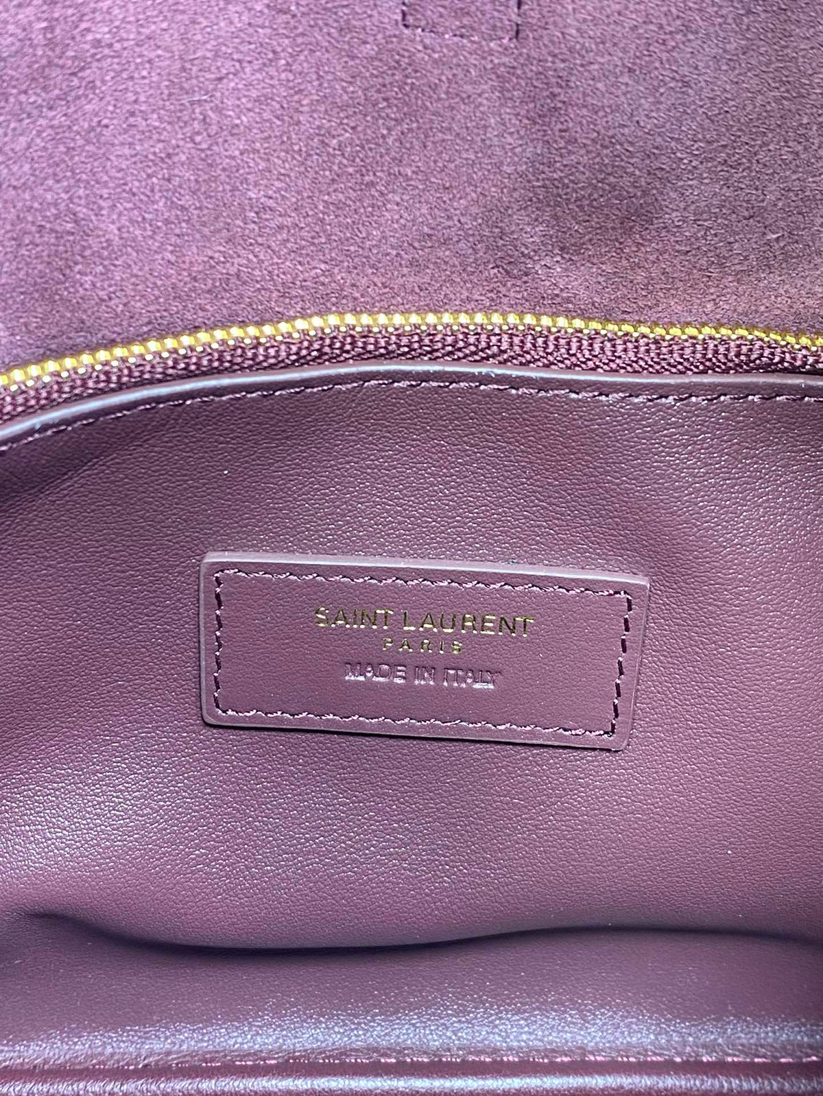 Saint Laurent Le 5 À 7 Small Supple 22 in Grape Purple Calfskin Gold Buckle Bag