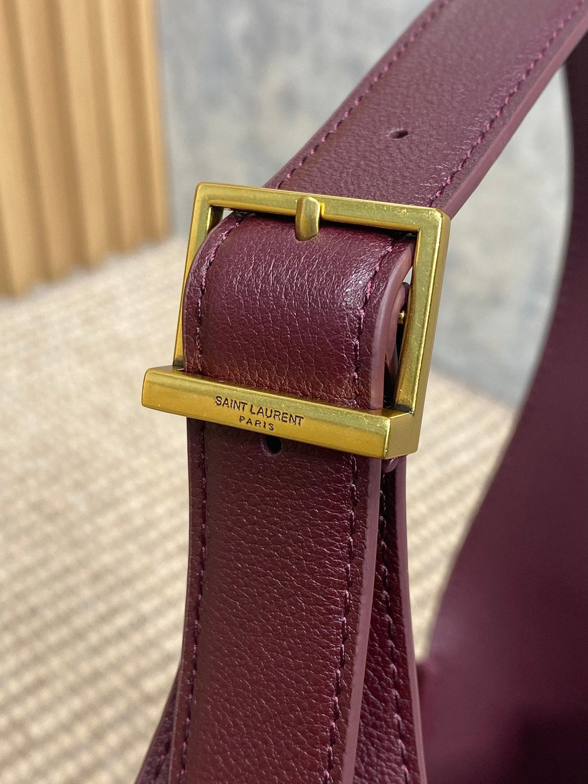 Saint Laurent Le 5 À 7 Small Supple 22 in Grape Purple Calfskin Gold Buckle Bag