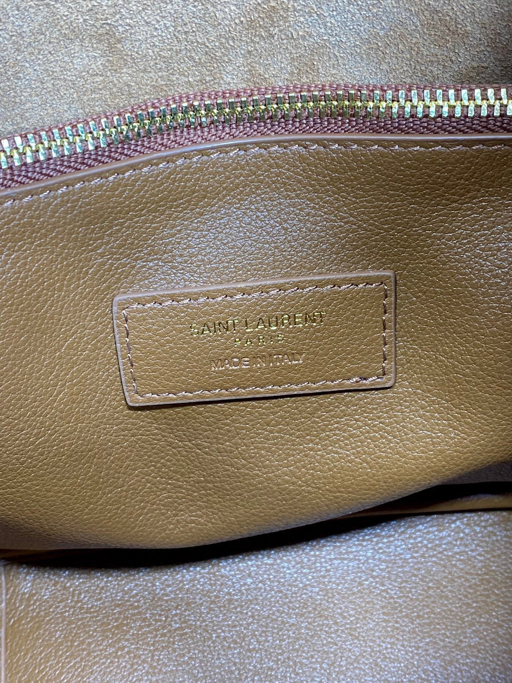 Saint Laurent Le 5 À 7 Small Supple 22 in Tortilla Brown Calfskin Gold Buckle Bag