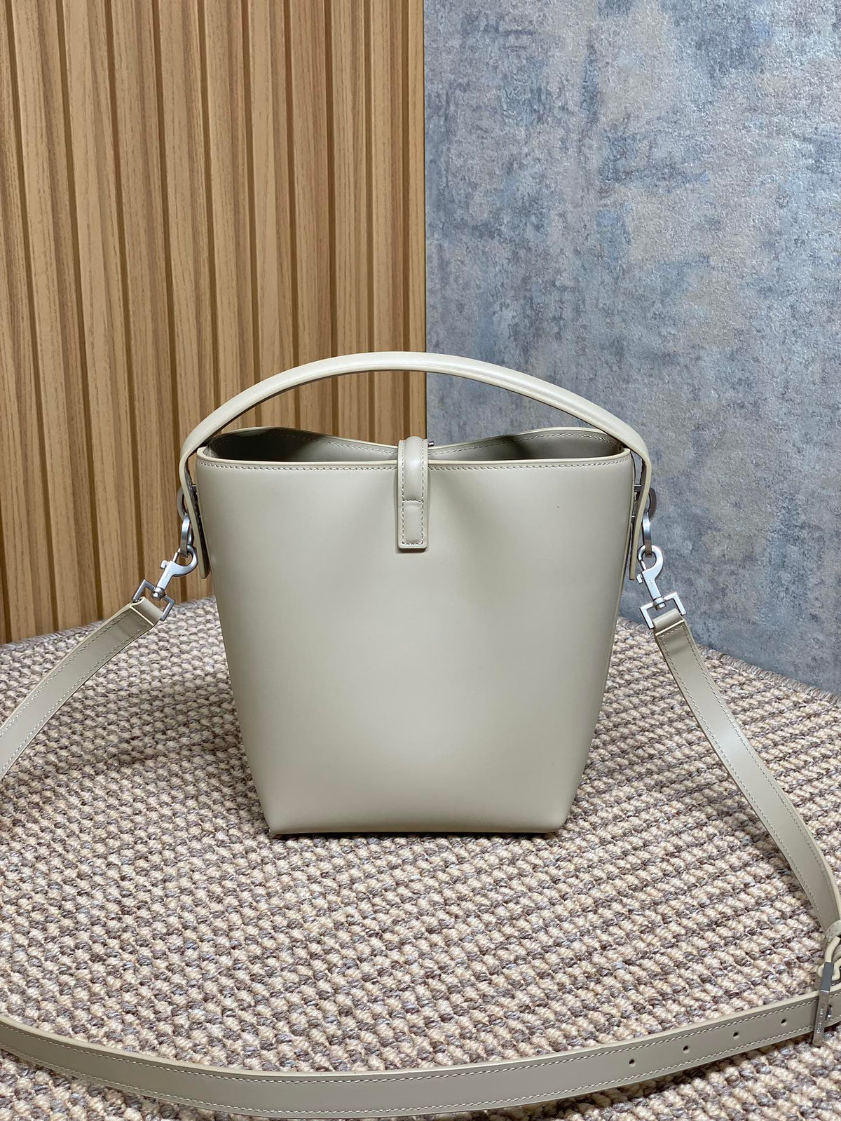 Saint Laurent Le 37 Small Bucket Bag 20 in White Calfskin Silver Hardware