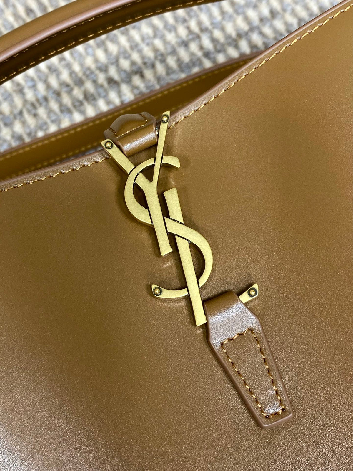 Saint Laurent Le 37 Small Bucket Bag 20 in Tortilla Brown Calfskin Gold Hardware