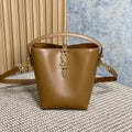 Saint Laurent Le 37 Small Bucket Bag 20 in Tortilla Brown Calfskin Gold Hardware