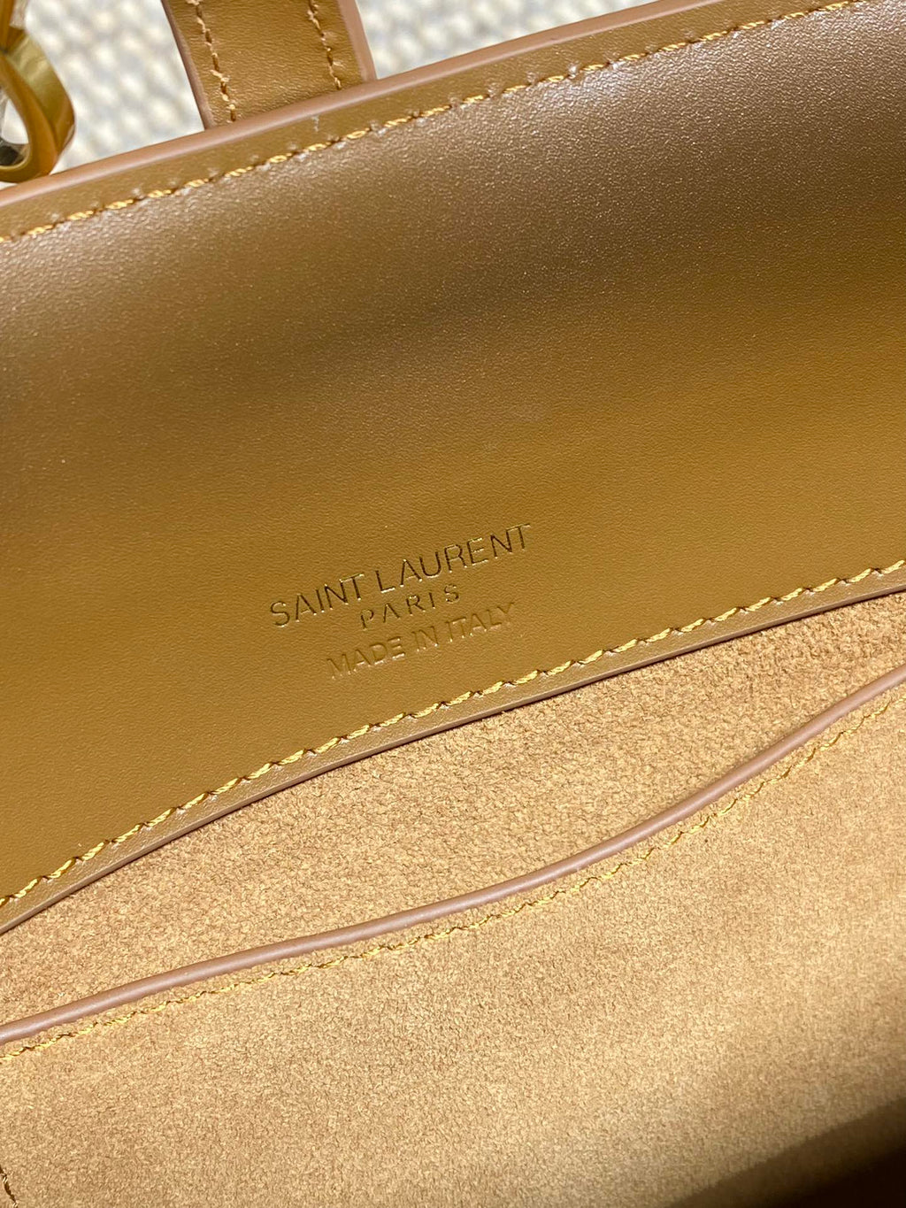 Saint Laurent Le 37 Small Bucket Bag 20 in Tortilla Brown Calfskin Gold Hardware